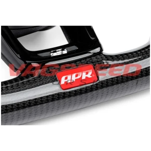 Volante APR de fibra de carbono y cuero perforado con costuras blancas MK7 R DSG