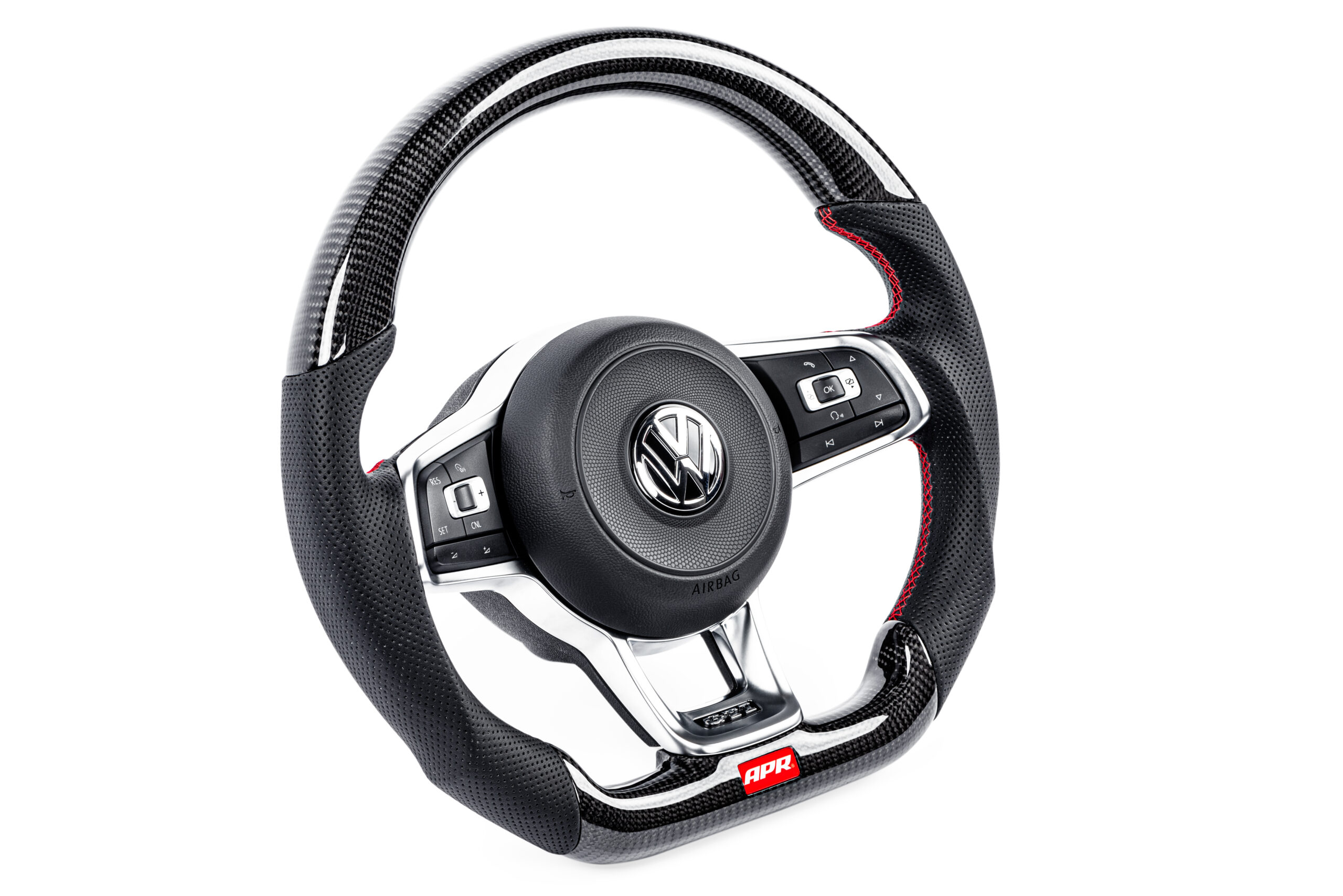 Volante APR – Fibra de carbono y cuero perforado