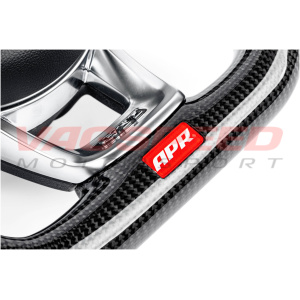Volante APR de fibra de carbono y cuero perforado con costuras rojas MK7 GTI DSG