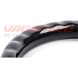 Volante APR de fibra de carbono y cuero perforado con costuras rojas MK7 GTI DSG