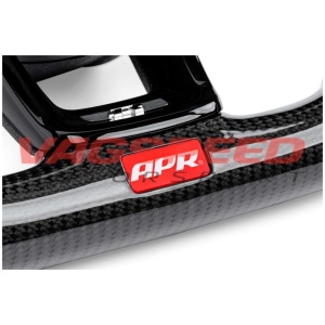 Volante APR de fibra de carbono y cuero perforado con costuras blancas MK7 R DSG